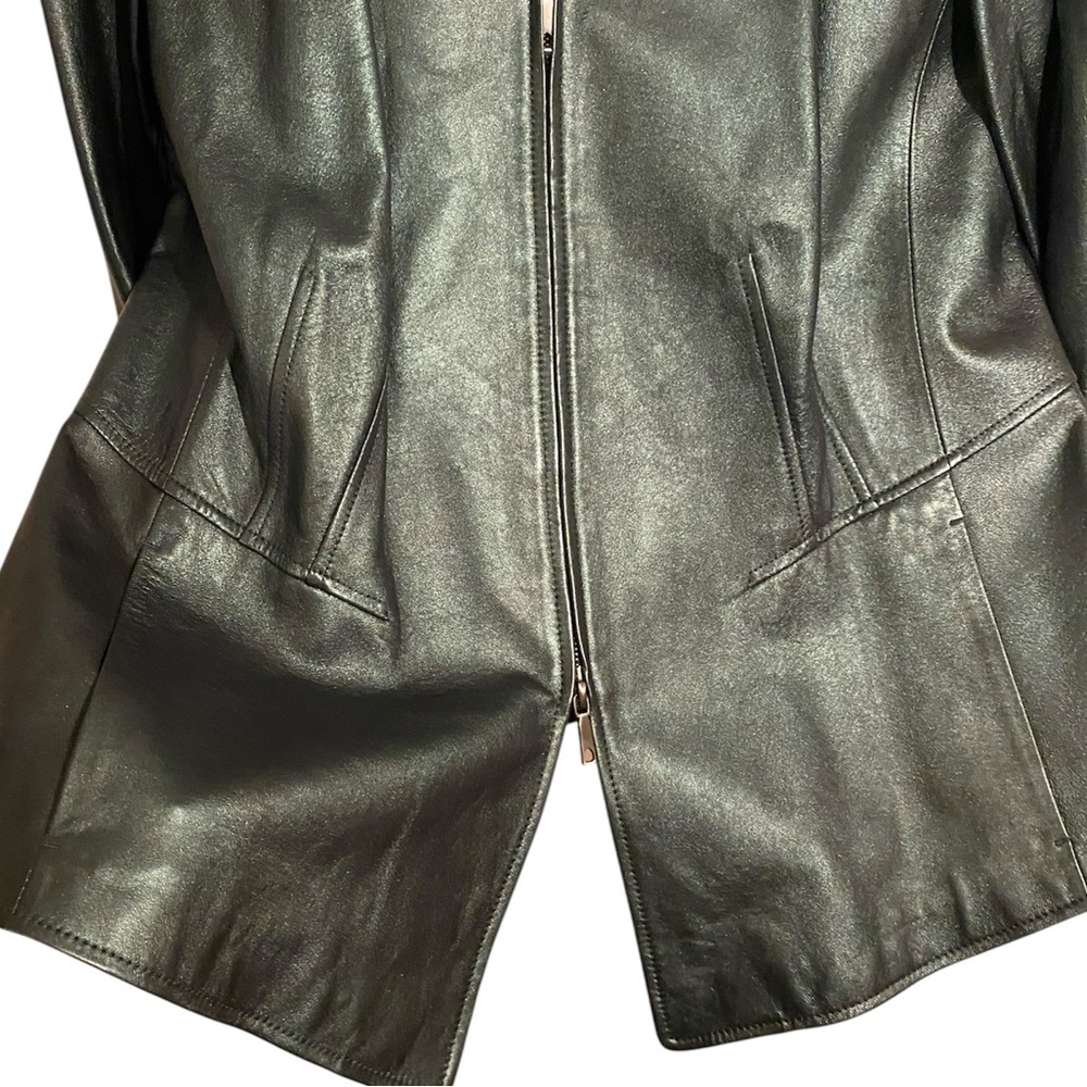 Lafayette 148 New York metallic green lambskin jacket - Picture 8 of 15